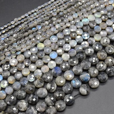 FACETED Coin Disc Beads - 4mm - 15" Strand Various Stones, for Jewellery Making - Image 1 of 4