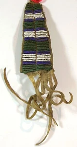 ca1890s NATIVE AMERICAN SIOUX INDIAN BEAD DECORATED BUFFALO HIDE DROP / ORNAMENT - Picture 1 of 5