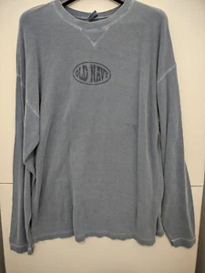 Old Navy Shirt Mens XL Blue Long Sleeve Waffle Thermal 100% Cotton VTG 90s Y2K - Picture 1 of 15