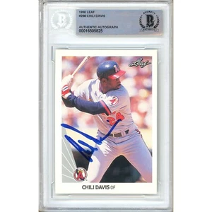 1990 Leaf #288 Chili Davis Signed Card AUTO Beckett Slabbed LA Angels - Picture 1 of 5