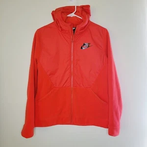 Nike Boys Full Zip Hoodie Red Large Fleece Casual Pockets Streetwear Sporty - Picture 1 of 14