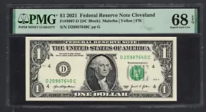 United States-Fed. Res. 1 Dollar 2021 Fr#3007-D (DC Block) UNC Grade 68 Top Pop - Picture 1 of 2
