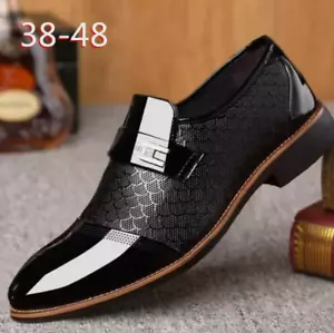 New Mens Breathable Leather Shoes Hollow Out Slip On Loafers Formal Office Dress - Picture 1 of 11