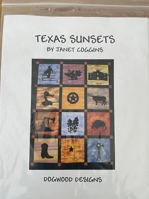 Texas Sunsets Quilt Pattern Raw Edge Applique 46.5 x 60 Dogwood Designs J Coggin - Image 1 of 3