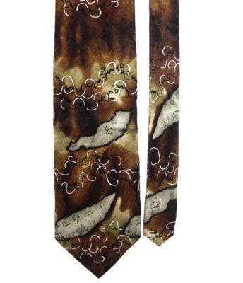 Corbata Mary McFadden Para Hombre Marrón Beige Negro Mapa del Viejo Mundo Islas 56" x 4" Foto 1 de 3