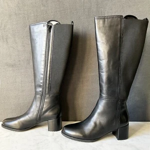 Naturalizer Brent Weatherproof Knee High Boots Black Leather WIDE CALF-Women's 8 - Picture 1 of 9