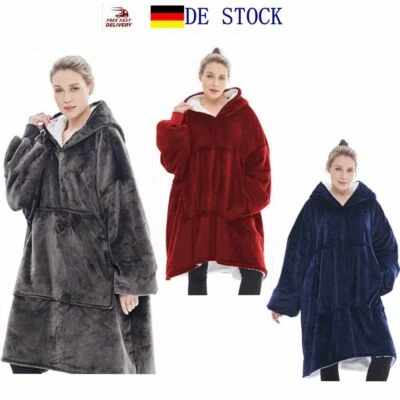 Übergroße Sherpa Hoodie Sweatshirt Decke Warme Plüsch Pullover Decke mit Kapuze - Bild 1 von 4