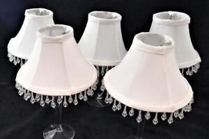 Clip-On Lamp Shade, Lot of 5, White Bell Dangles, 2 1/2" x 6" x 4" H
