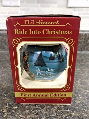 Goebel MJ Hummel 1983 primera edición paseo en Navidad adorno de vidrio con caja Foto 1 de 4