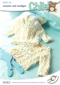 Baby Knitting Pattern Double Knit Sweater and Cardigan UKHKA BHKC\46 - Picture 1 of 1