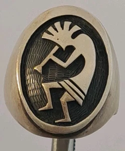 Vintage HOPI Native American KOKOPELLI Sterling Silver Carved Men's Ring 12.75 - Picture 1 of 6