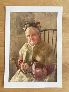 Ralph Todd (1856-1932) Lithograph. Old Woman With Copper Kettle Unframed Picture - Picture 1 of 4