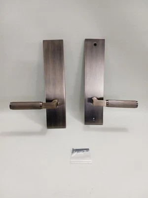 Juego de puerta de entrada ficticia de herrajes exclusivos, mano izquierda, latón antiguo Foto 1 de 4