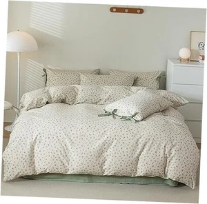Duvet Cover Set Queen 100% Cotton 3 Pcs Girls Queen(90" x 90") Bowknot # Green - Picture 1 of 7