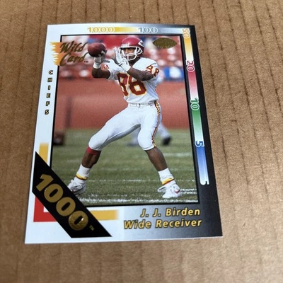 RARE 1992 Wild Card 1000-STRIPE JJ Birden #376 Chiefs Football Card (f3) - Image 1 of 2