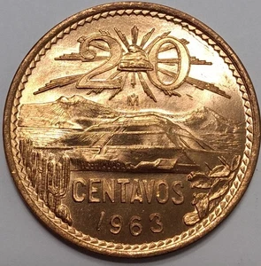 Mexico 1963 20 Centavos Gem Mint State - Picture 1 of 2