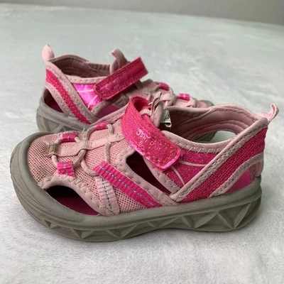 Sapatos aquáticos Osh Kosh meninas 6M rosa glitter elástico aberto caminhada acampamento - Imagem 1 de 4