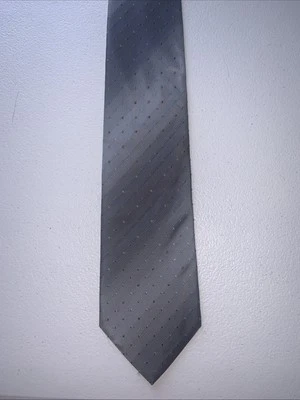ALFANI Silk tie Made in Italy Gray/w Blue/brown Polka dots 57” Long 3.5 Wide - Image 1 of 4