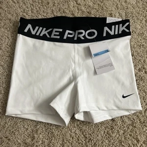 Nike Pro Tight Fit Mid Rise 3" Damen-Trainingsshorts Größe M weiß CZ9857 100 neu mit Etikett - Bild 1 von 9