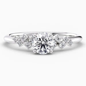 Anillo de boda semi montura diamante 0,25 quilates corte redondo montura platino sólido 950 - Imagen 1 de 8