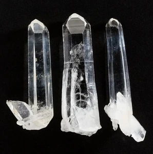 Clear Lemurian Quartz Crystal Points Crystals Colombia 3 pcs. 43-48mm H1372 - Picture 1 of 10