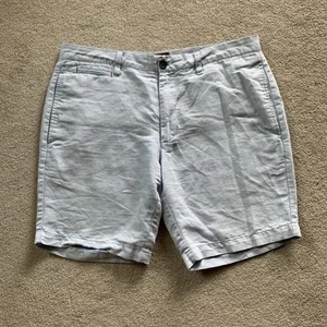 Pantalones Cortos Untuckit Hombres 34 (36) Azul Chino Frente Plano Mezcla de Lino 8.5” Entrepierna Preppy - Imagen 1 de 7