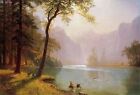 Landscape Oil painting Albert Bierstadt - Kerns River Valley California horsemen