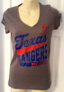 TEXAS RANGERS Womens T Shirt Size Small Gray Sparkle Logo Campus Lifestyle New - Picture 1 of 2