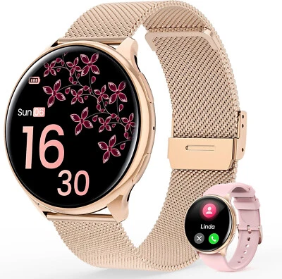 Smartwatch Damen mit Telefonfunktion Armbanduhr für iPhone Samsung Huawei - Bild 1 von 4