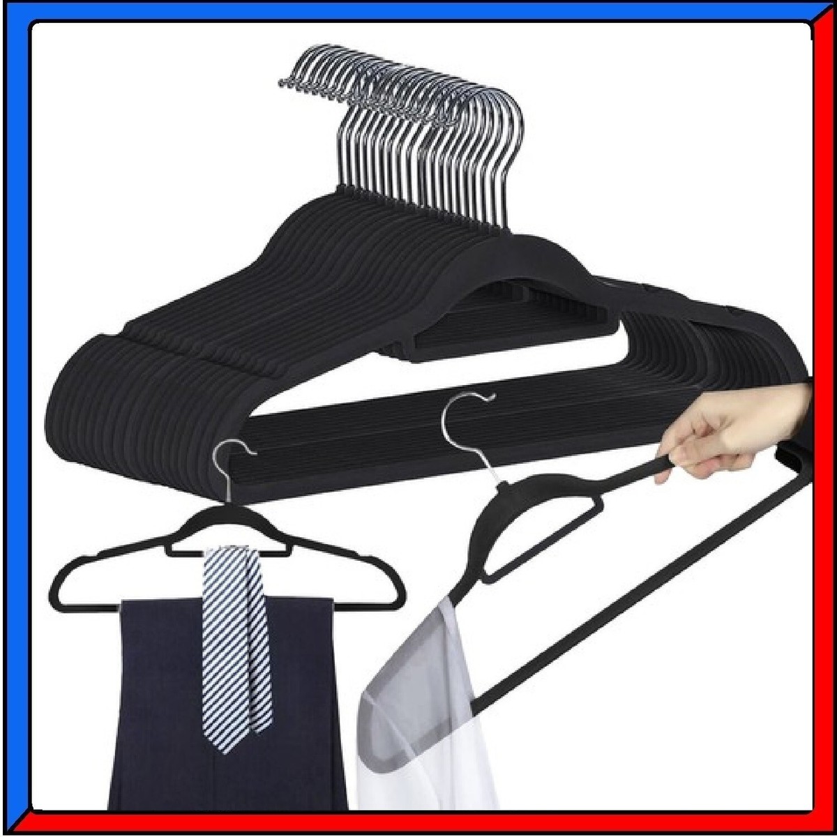 Relaxdays Set Da 24 Grucce Appendiabiti, Rivestiento Antiscivolo, Salvaspazio, Pantaloni - Foto 10