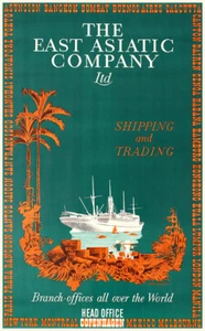 The East Asiatic Company Ltd. Póster de viaje vintage de Ocean Liner - Imagen 1 de 1