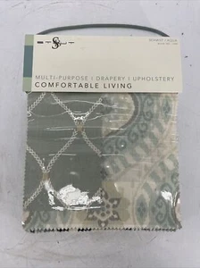 RARE Stout SB Fabric Comfortable Living Seamist/Aqua #1448 Sample Book - Picture 1 of 10