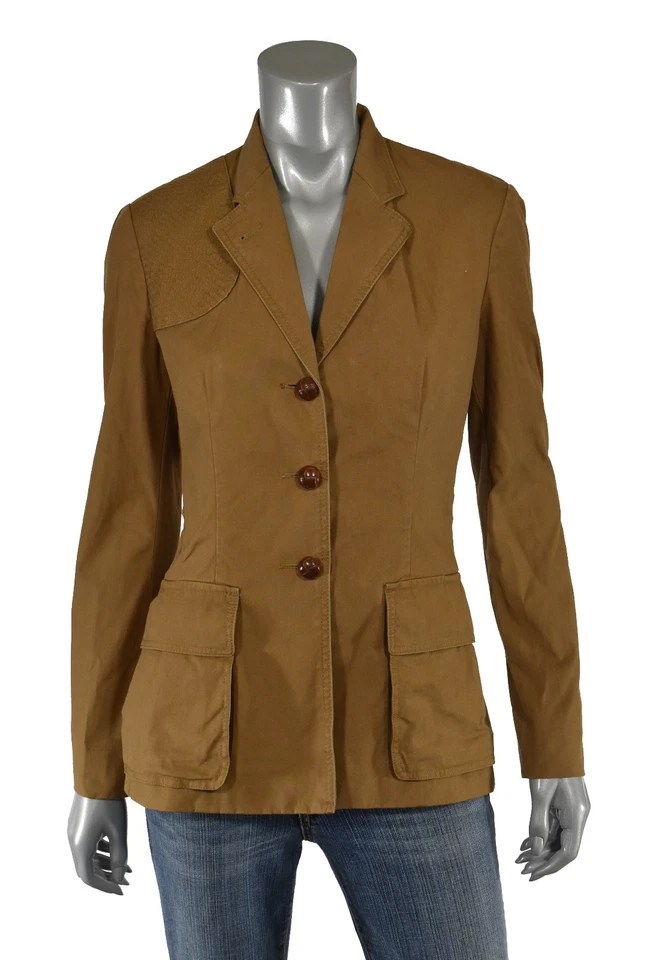 Chaqueta Blazer Polo Ralph Lauren Etiqueta Azul Marrón Lona Cuero Nueva $498 Foto 1 de 2