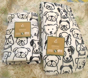 Deborah Connelly DOGS VELOUR 3 pc 1 BATH TOWEL 2 HAND - Black White Set New OEKO - Picture 1 of 4