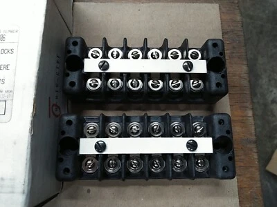 (2) Penn Union 6006 Barrier Terminal Strip 6-Position 600V Max 75 Ampere - Image 1 of 2