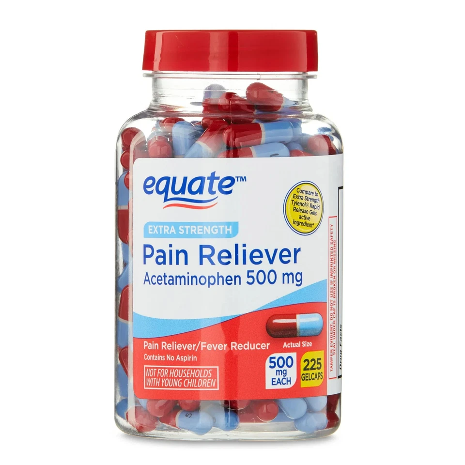 Equate Extra Strength Acetaminophen Pain Reliever Gelcaps, 500 mg, 225 Count - Image 1 of 1