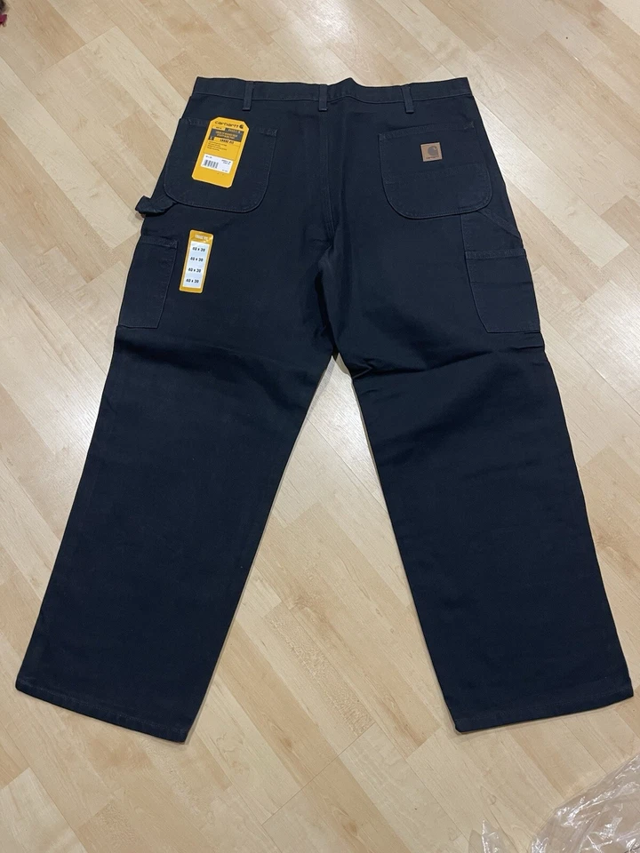 Carhartt Men's Sz 42x34 Black Washed Duck Work Pants B11 Loose Fit BN0011-M