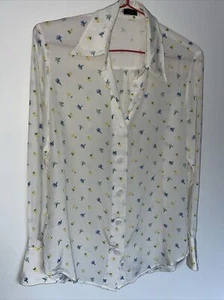 Joseph Ivory Silk Blouse Floral Garconne Silk Bud 38 Long Sleeve Shirt - Picture 1 of 14