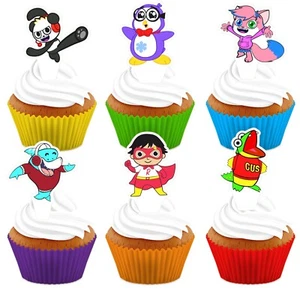 12x Edible Ryan's World Wafer Card Cupcake Cake Toppers Party Decorations uncut - Picture 1 of 2