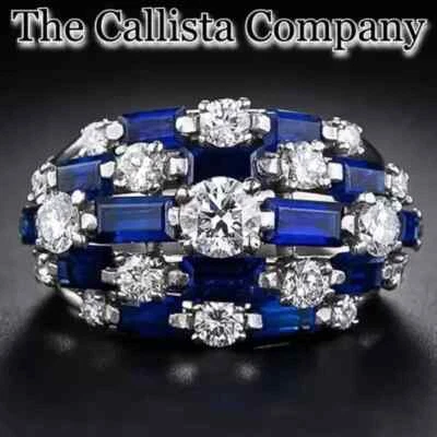 CALLISTA CO. LAB-CREATED RD & БАГЕТ ОГРАНКИ 3A + CZ МОДНЫЙ ТРОТУАР КОЛЬЦО SZ 6-9 - Изображение 1 из 2