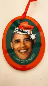 Barack Obama 2008 porcellana ornamento natalizio 3,25 " per 2,25" ovale - Foto 1 di 3