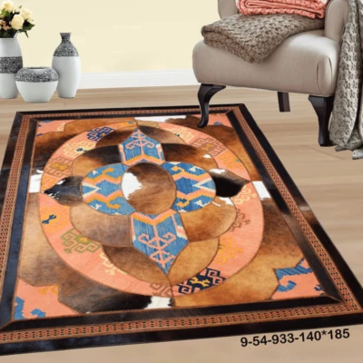 NEW Modern Luxury: Exquisite Handmade Cowhide & Persian Patchwork Area Rug 9-54 - Image 1 of 4