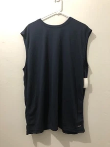 Men's Athletech Muscle T Shirt Large Navy/Red Tank Top Sport AT DRI Jersey - Picture 1 of 5