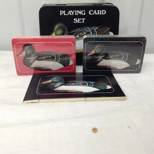  Vintage New In Tin  Mallard Duck Decoy Playing Card Set in Tin Box W/ Pad - Picture 1 of 3