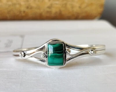 Malachite Gemstone Bracelet 925 Sterling Silver Handmade Bracelet For Women FD3 - Image 1 of 4