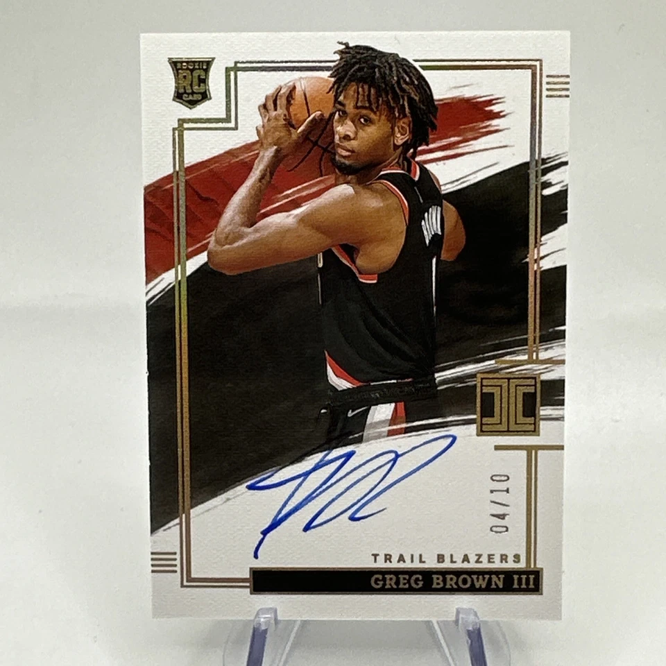 2021-2022 NBA Panini Impeccable Greg Brown III Rookie Gold Auto 04/10 Portland - Image 1 of 4
