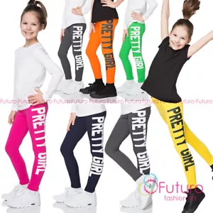 PRETTY GIRL Print Children Cotton Leggings Full Length Kids Pants All Ages DZPRT - Picture 1 of 14