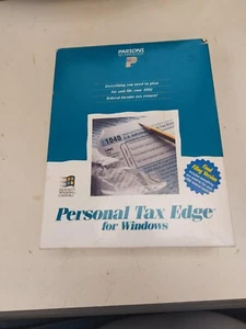 Vintage 1992 + 1993 Parsons Personal Tax Edge software 3.5" diskettes + manuals - Afbeelding 1 van 9