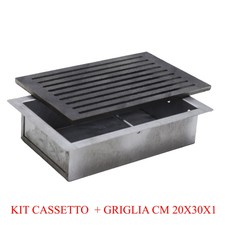 Griglia in ghisa 20x30x1 cm e cassetto raccogli cenere h 7 cm