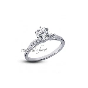 Anillo de compromiso clásico de platino con diamantes naturales redondos certificados F SI1 1,22 quilates - Imagen 1 de 6